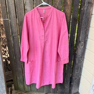 Embellish Henley Cotton Lagenlook Shirt Dress Sz M